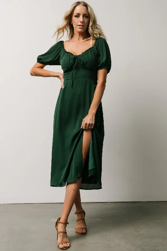 Plus Size Women Dress with a Flattering A - Line Cut for Comfort and StyleCadence Midi Dress | Green