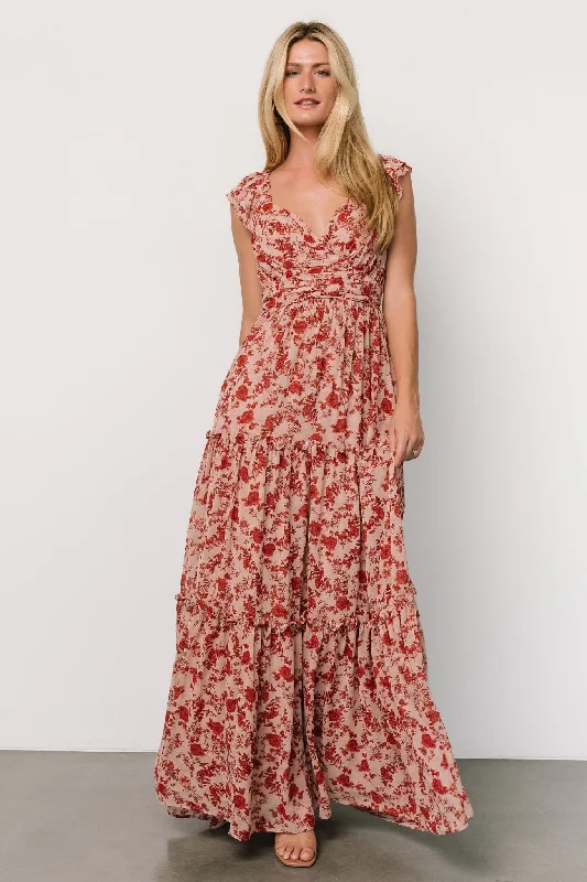 Backless Women Dress for a Sexy and Alluring Look at Evening EventsMartina Maxi Dress | Blush + Red