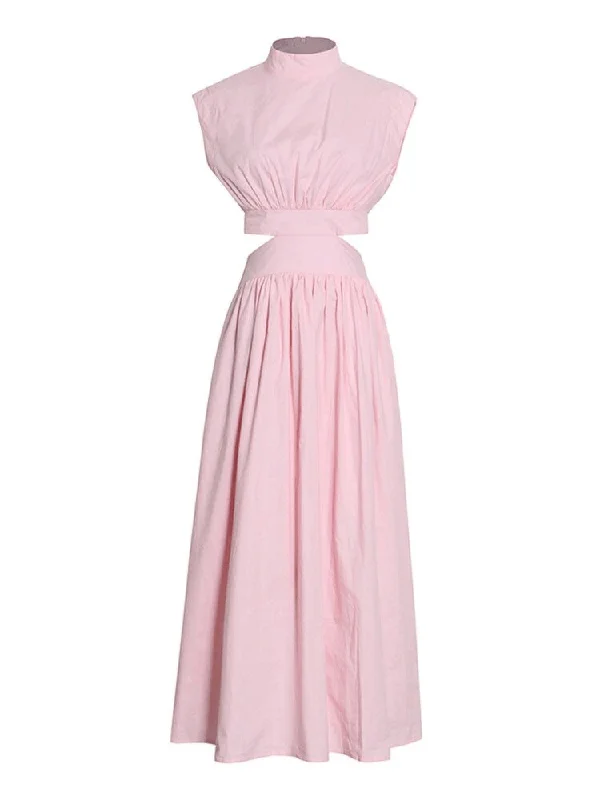 Backless Women Dress for a Sexy and Alluring Look at Evening EventsAriel Sleeveless Midi Dress - Pink