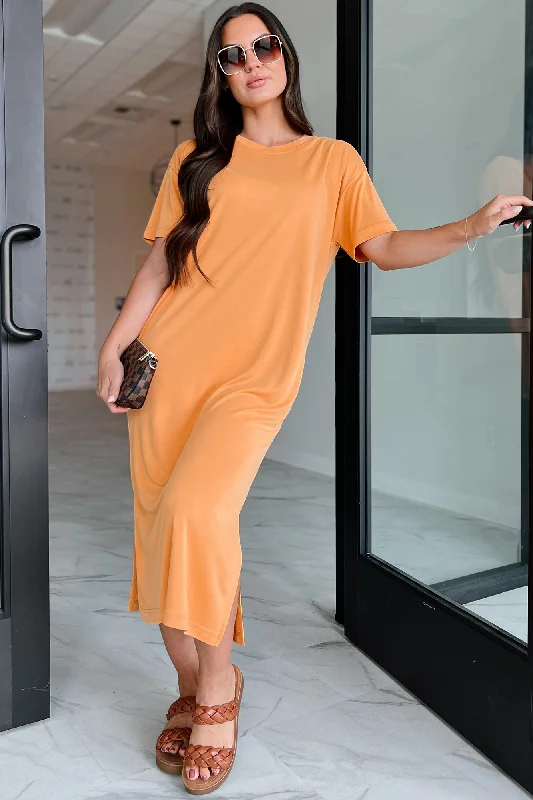 Lace - Embellished Women Dress for an Elegant and Sophisticated AppearanceJaylen T-Shirt Midi Dress (Orange)