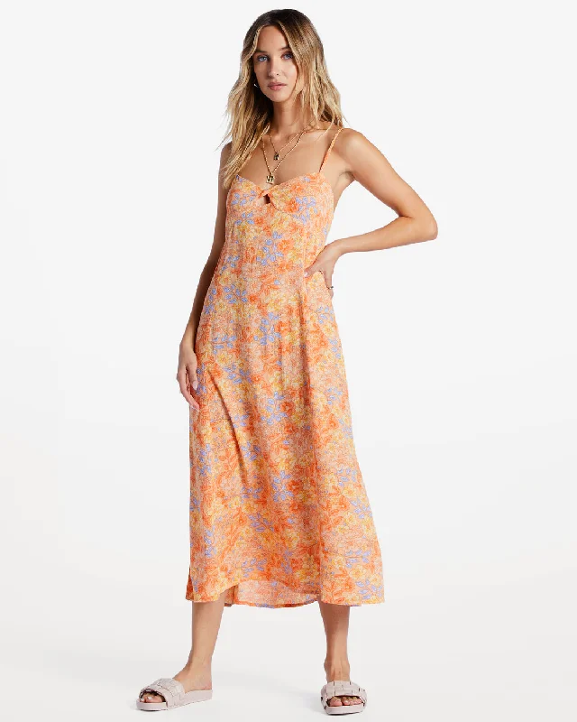 Maxi Women Dress with Floral Print for a Bohemian VibeLast Sunset Midi Dress - Light Melon