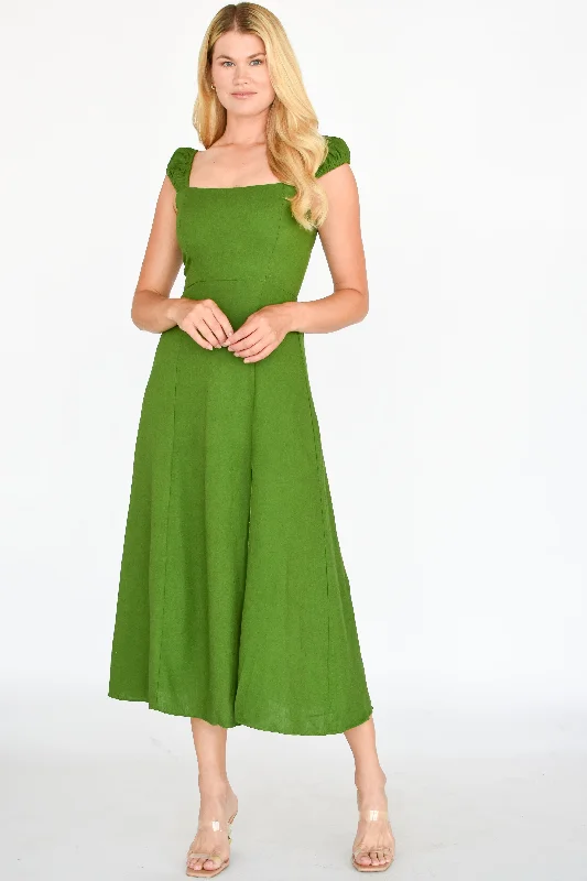 Backless Women Dress for a Sexy and Alluring Look at Evening EventsMarguerite Linen Midi Dress