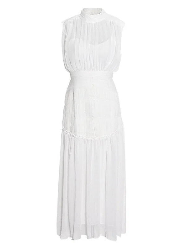 Wrap - Style Women Dress with Adjustable Fit for All Body TypesNicola Sleeveless Midi Dress - White