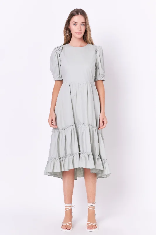 Shift Women Dress with a Simple and Classic Design for Everyday WearRuffle Detail Midi Dress