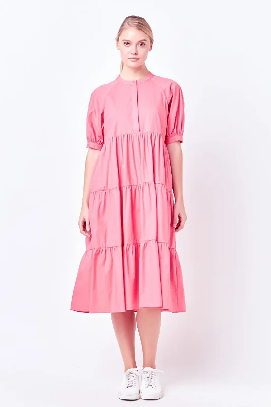 Halter Neck Women Dress to Show Off the Shoulders and NecklineShort Puff Sleeve Midi Dress