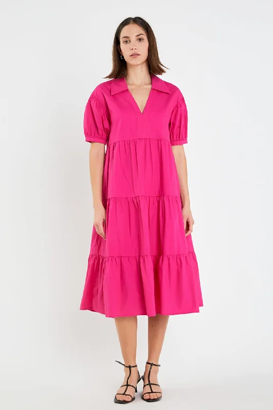 Mermaid - Style Women Dress with a Fitted Silhouette for Special OccasionsShort Puff Sleeve Midi Dress