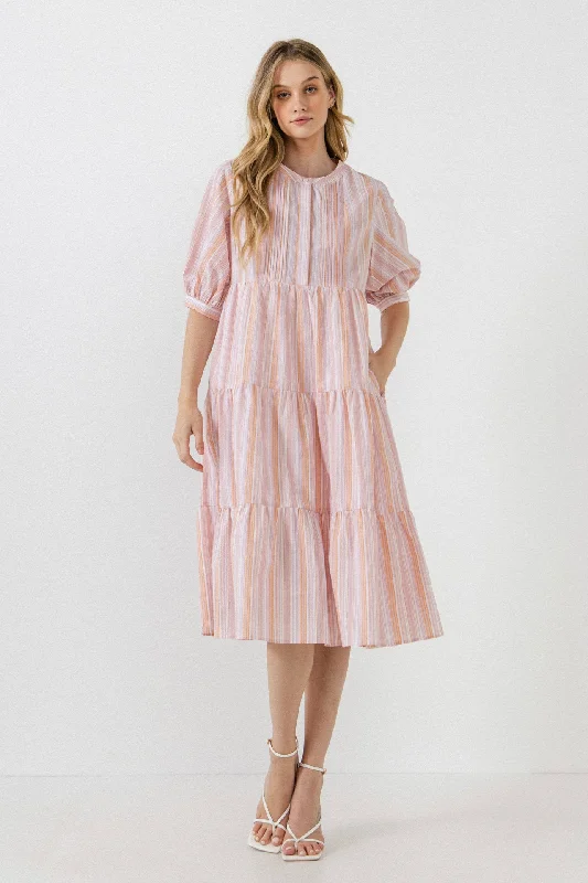 Shift Women Dress with a Simple and Classic Design for Everyday WearStriped Midi Dress