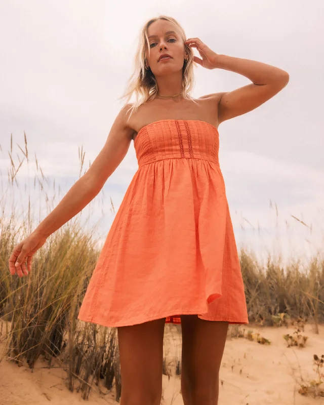 Empire Waist Women Dress to Accentuate the Bust and Conceal the WaistSummers End Mini Dress - Sweet Papaya