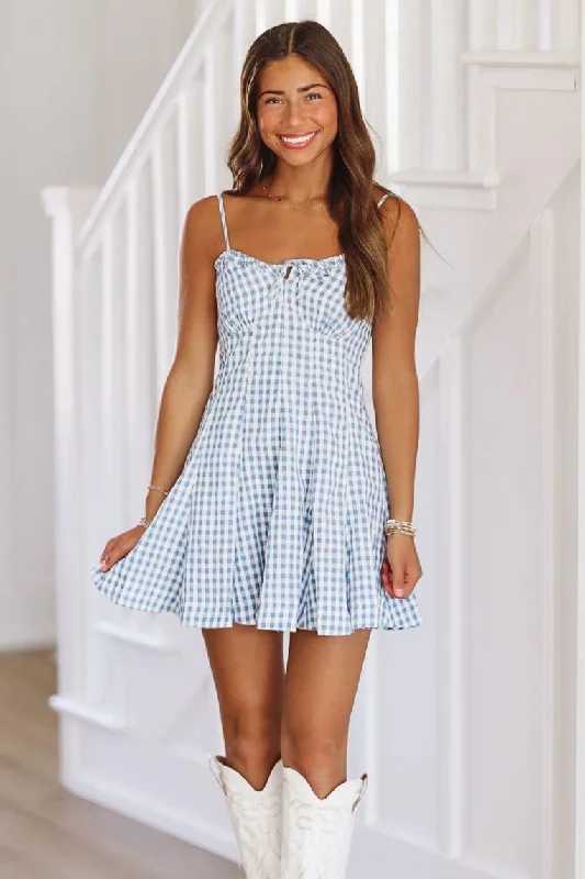 Ruffled Women Dress with Multiple Layers for a Playful and Girly StyleWhat it Seems Like Mini Dress - Blue and Ivory