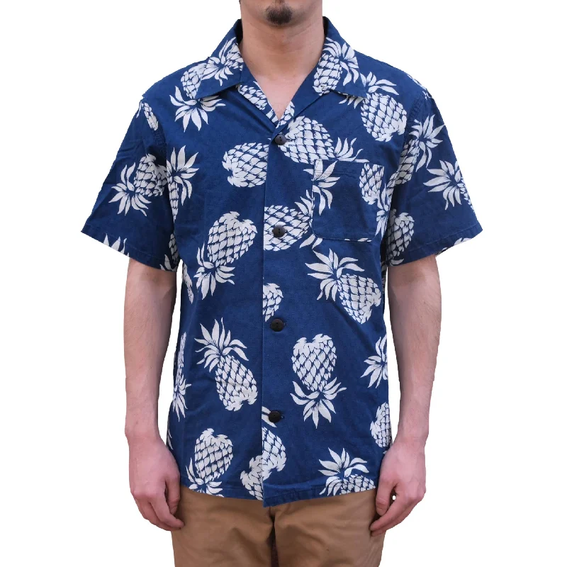 Japan Blue Indigo Dobby Pineapple Aloha Shirt