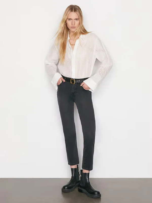 Ripped women jeans for a rebellious and fashion - forward styleLe High Straight Jean - Mardel