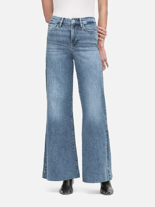 High - waisted women jeans for a flattering silhouetteLe Palazzo Crop Raw Fray - Daphne Blue