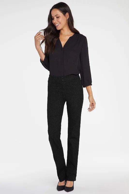 High - waisted women jeans for a flattering silhouetteMarilyn Straight Pull-On Jeans - Black