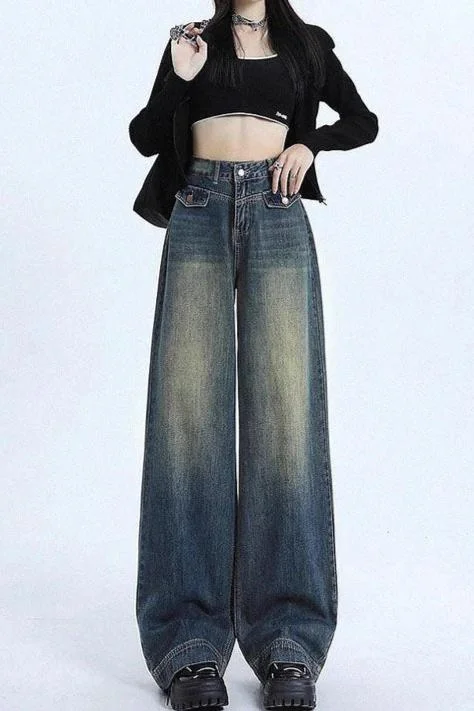 Jeggings women jeans combining the comfort of leggings and style of jeansY2k Old School Tinted Wash Baggy Wide leg Jeans