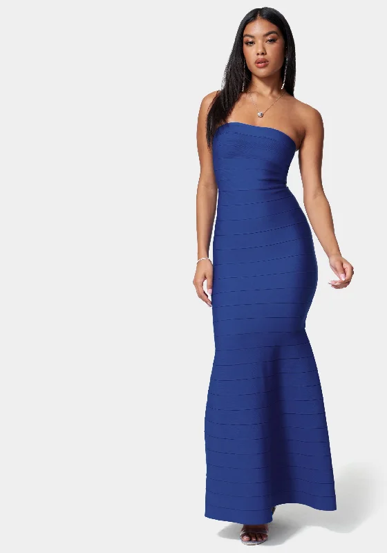 Plus Size Women Dress with a Flattering A - Line Cut for Comfort and StyleLuxe Bandage Strapless Gown