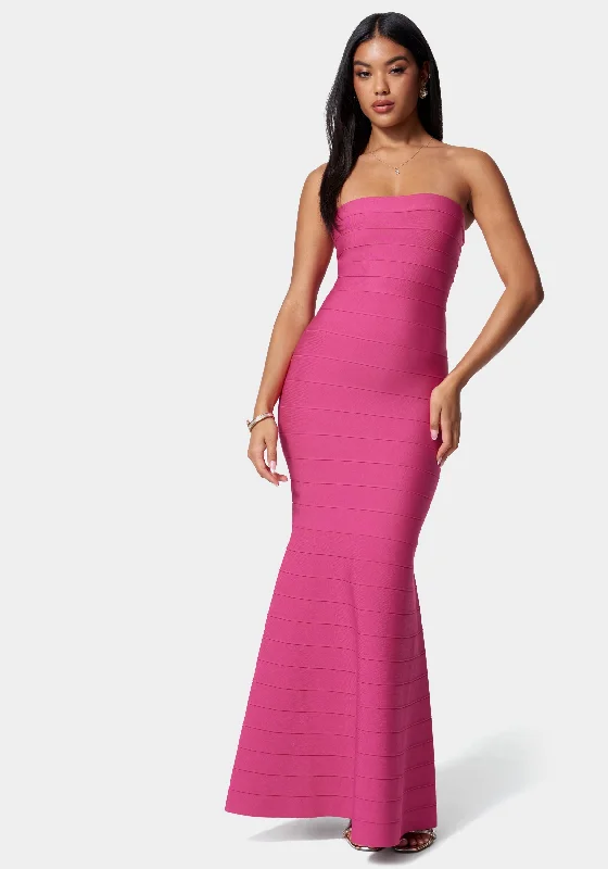 Sleeveless Women Dress in Bright Colors for Summer PartiesLuxe Bandage Strapless Gown