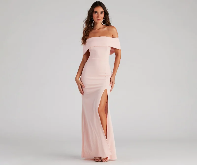 Off - the - Shoulder Women Dress for a Romantic and Feminine LookCoralie Off Shoulder Front Slit Dress