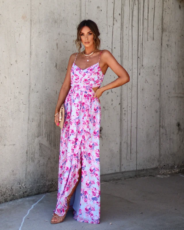 Pleated Women Dress with a Timeless and Elegant TextureEver So Sweet Floral Side Cutout Maxi Dress