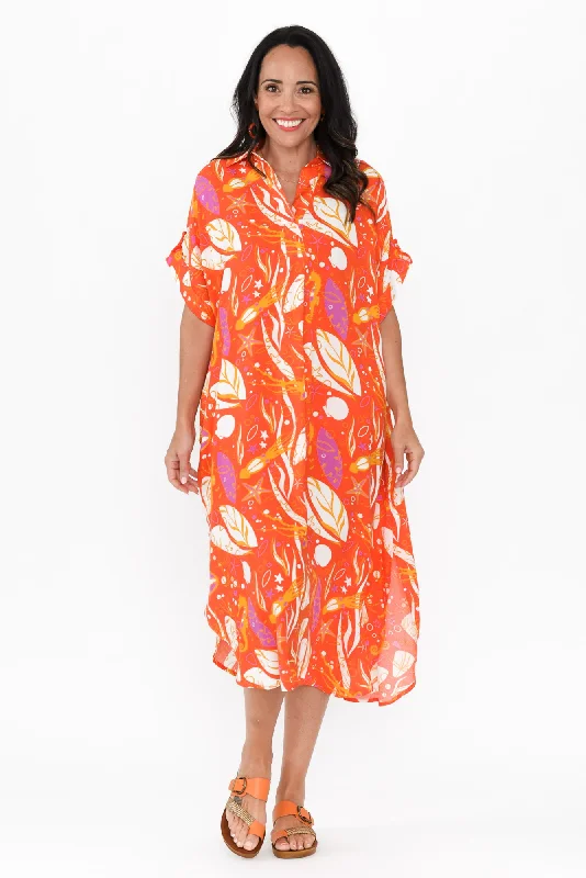 Shift Women Dress with a Simple and Classic Design for Everyday WearKhanita Orange Sea Midi Dress