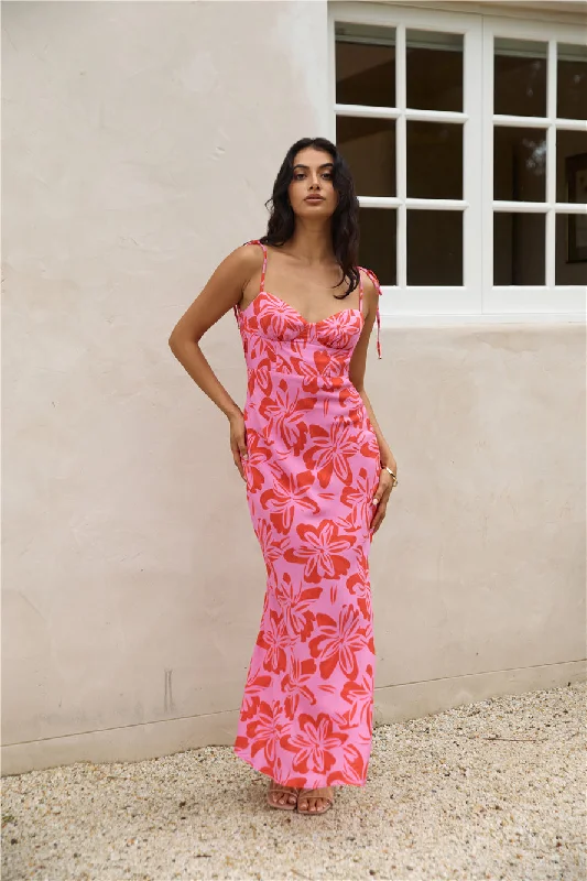 Mermaid - Style Women Dress with a Fitted Silhouette for Special OccasionsMajorca Memories Maxi Dress Pink