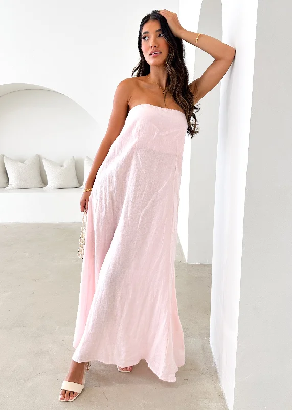 Empire Waist Women Dress to Accentuate the Bust and Conceal the WaistMariss Strapless Linen Maxi Dress - Rosewater