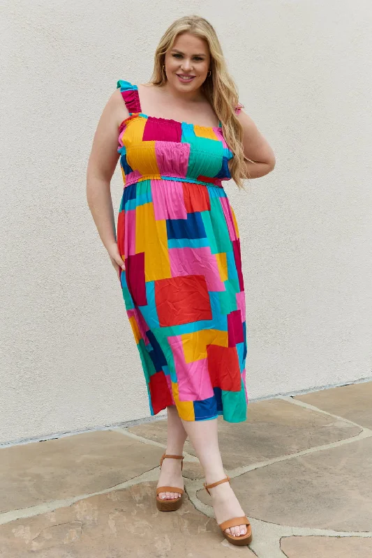 Wrap - Style Women Dress with Adjustable Fit for All Body TypesMulticolored Square Print Summer Maxi  Dress