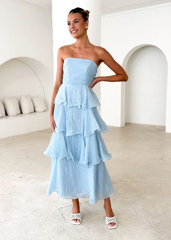 Mini Women Dress with a Short Hem for a Young and Trendy StyleNeo Strapless Maxi Dress - Sky Blue