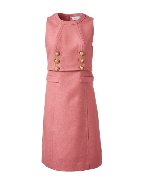 Shift Women Dress with a Simple and Classic Design for Everyday WearPink Wool Sheath Dress