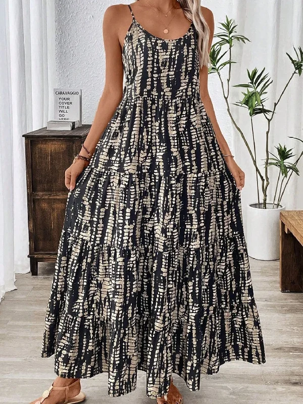 Long - Sleeve Women Dress in Velvet for a Luxurious Winter LookFloral print maxi cami dress