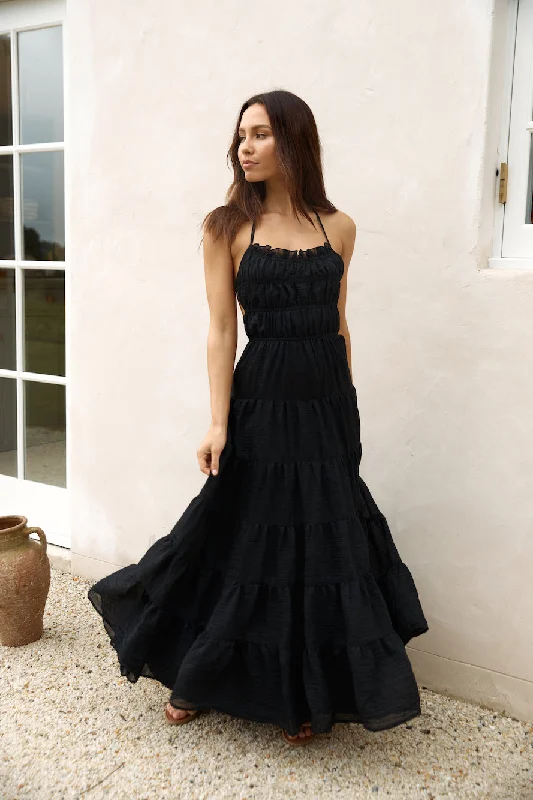 Strapless Women Dress with a Built - in Bra for Comfort and SupportRenaissance Art Maxi Dress Black