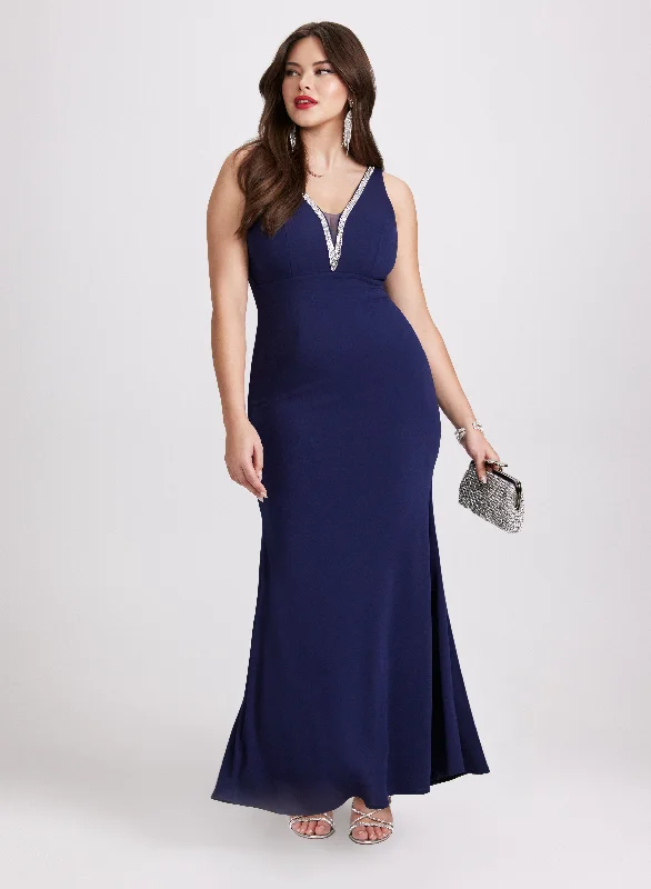 Off - the - Shoulder Women Dress for a Romantic and Feminine LookRhinestone Embellished Maxi Dress