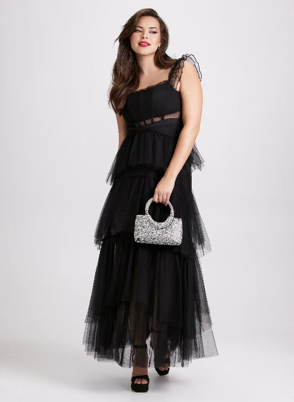 Off - the - Shoulder Women Dress for a Romantic and Feminine LookTiered Corset-Style Dress