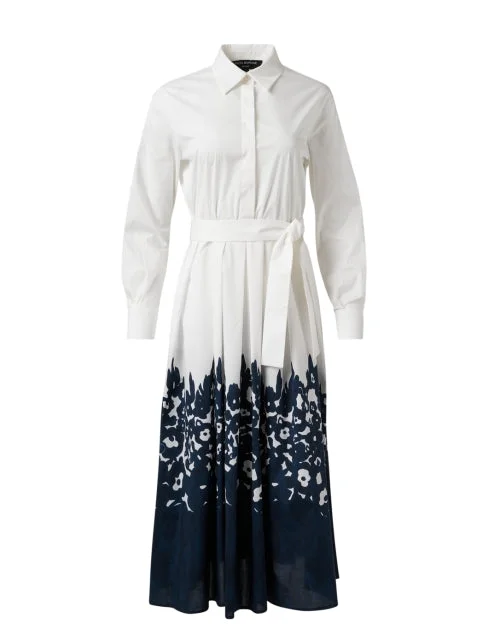 Halter Neck Women Dress to Show Off the Shoulders and NecklineWhite and Navy Print Shirt Dress