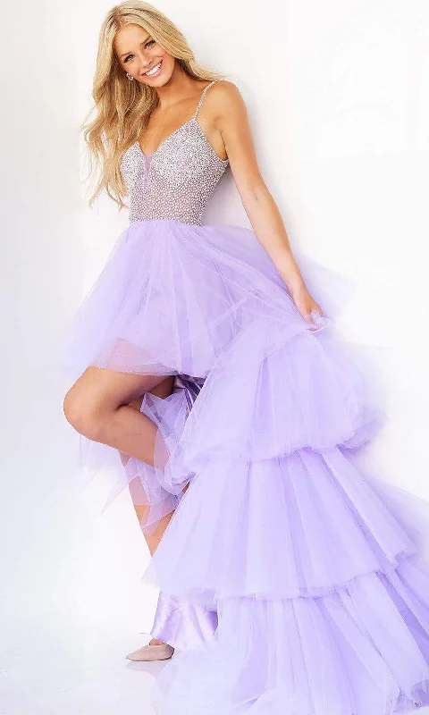 Halter Neck Women Dress to Show Off the Shoulders and NecklineJovani - 07231 Beaded High Low Tulle Gown