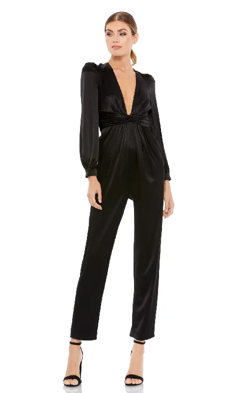 Long - Sleeve Women Dress in Velvet for a Luxurious Winter LookMac Duggal 2647CL Jumpsuit