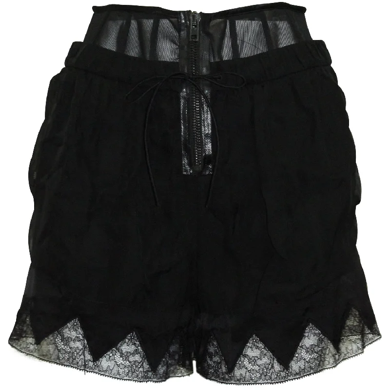 Linen Women Shorts for Breathable Comfort in Hot WeatherAlexander Wang Corset Lace Shorts in Black Silk