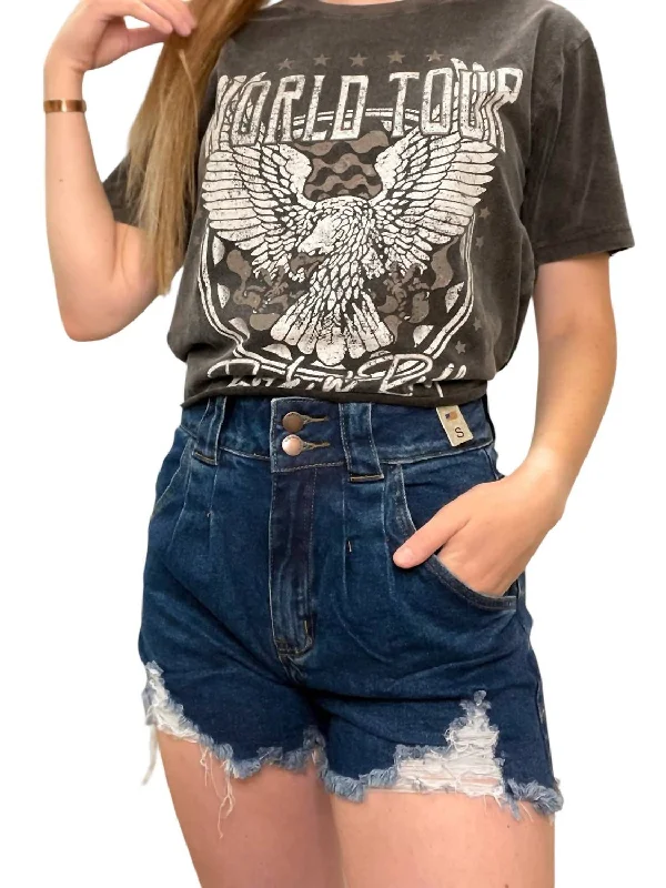 Ruffled Hem Women Shorts to Add a Feminine TouchBuckle Up Babe Denim Short In Dark-Washed