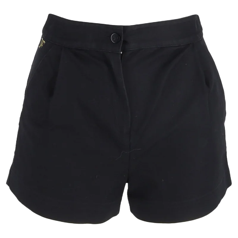 Embroidered Women Shorts with Intricate DesignsDiane von Furstenberg Logo Embroidered Shorts in Black Cotton