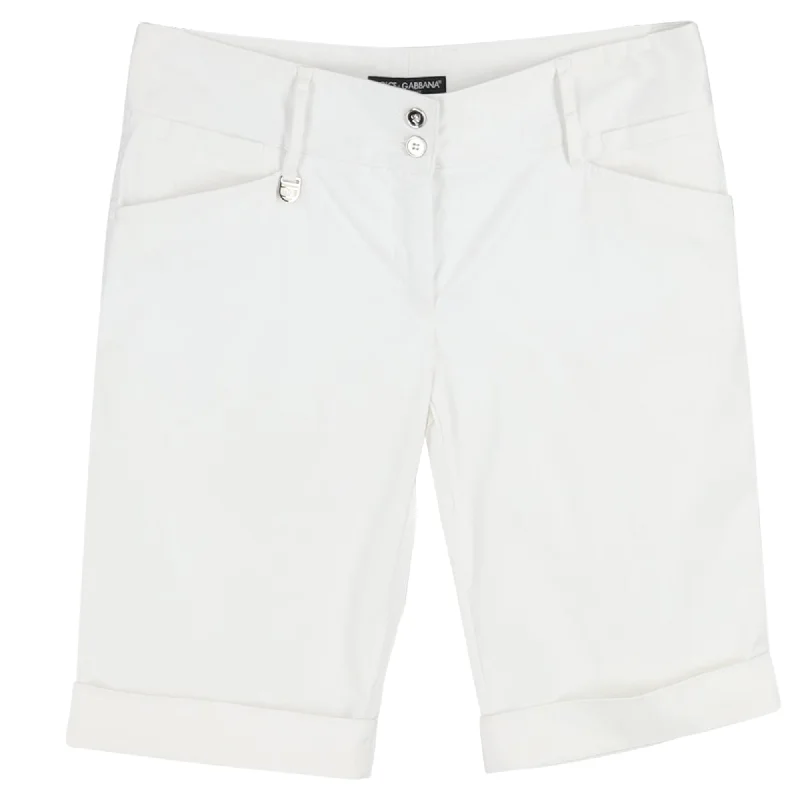 High - Waisted Women Shorts for a Retro and Flattering LookDolce & Gabbana Bermuda Shorts in White Cotton