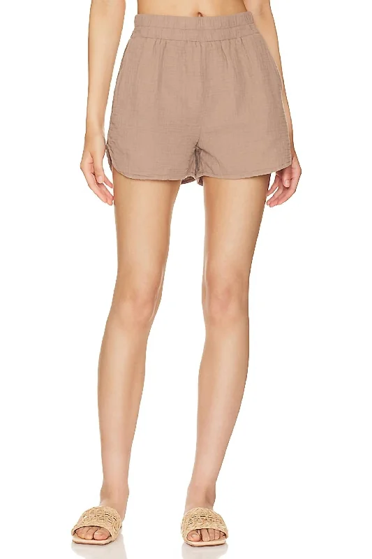 Printed Animal Print Women Shorts for a Wild and Stylish AppearanceElastic Waist Short In Tan