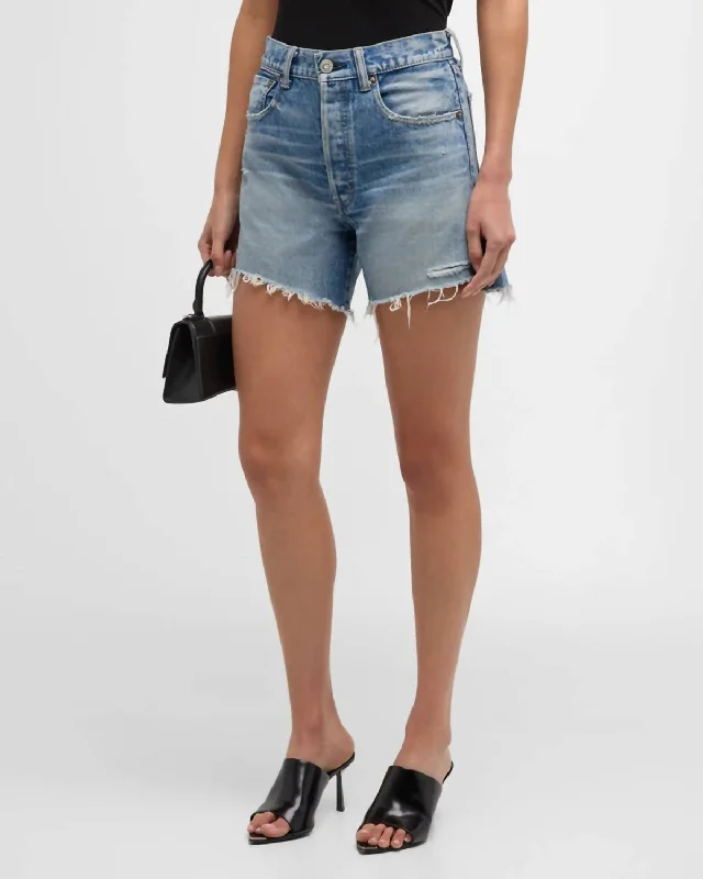 Patterned Geometric Women Shorts for a Modern AppealGraterford Distressed Denim Short In Blue