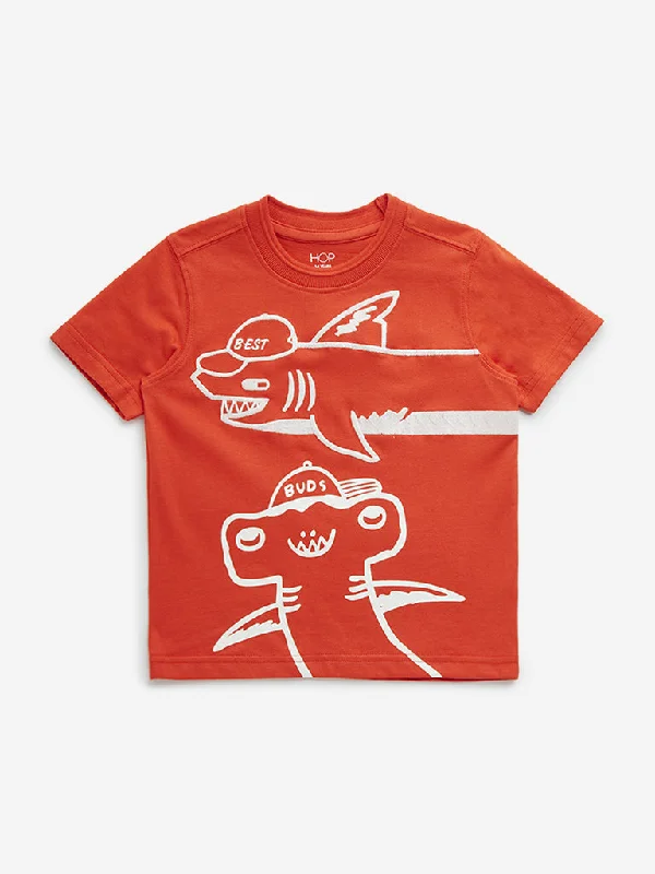 Organic Cotton Women T Shirt for Eco - Conscious WearersHOP Kids Orange Animal Design Cotton T-Shirt