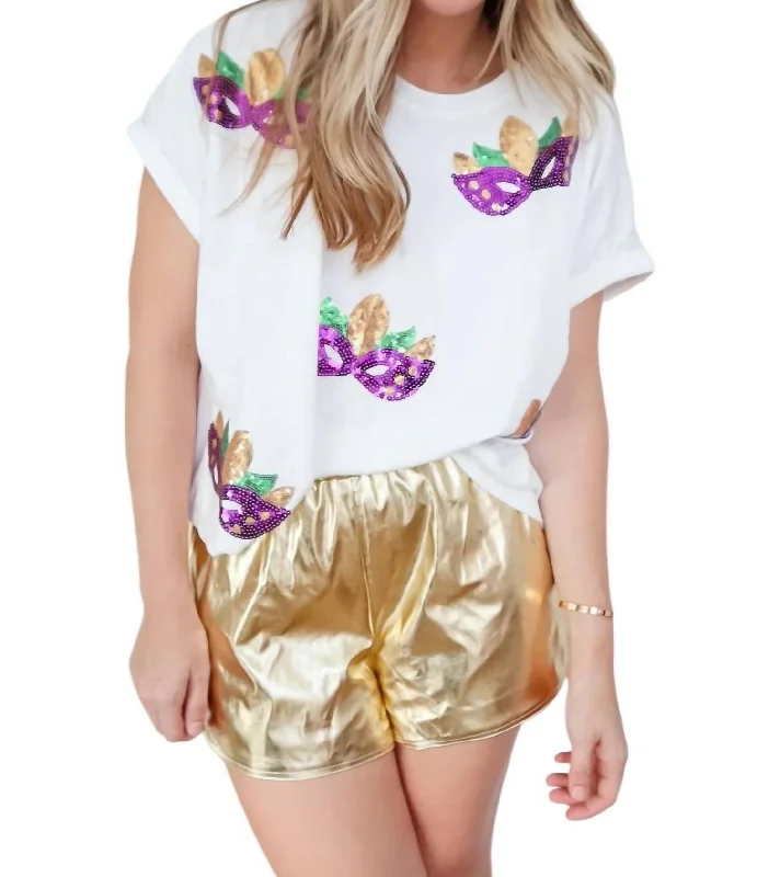 Cargo Women Shorts with Multiple Pockets for FunctionalityMegan High Waisted Metallic Shorts In Gold