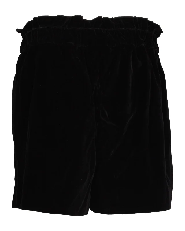 Denim Women Shorts with Distressed Details for a Casual VibeRed Valentino Elastic-Waist Shorts in Black Velvet