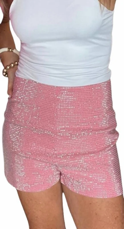 Cargo Women Shorts with Multiple Pockets for FunctionalityRhinestone Stud Shorts In Pink