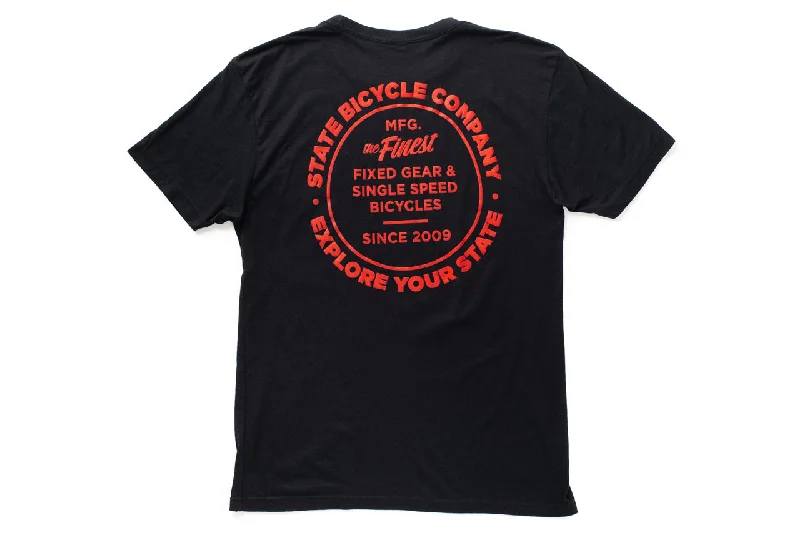 Sheer Women T Shirt for a Stylish and Alluring LookState Bicycle Co. - "Manufacturing The Finest" - Premium T-Shirt (Black / Red)