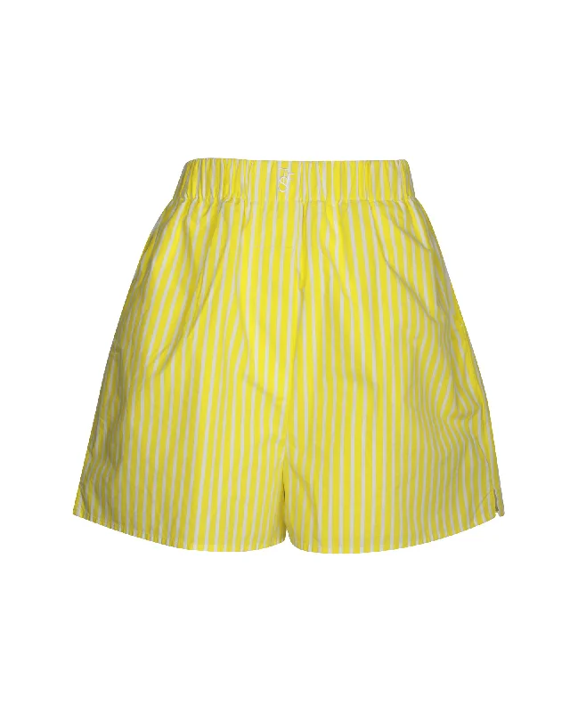 Cargo Women Shorts with Multiple Pockets for FunctionalityThe Frankie Shop Lui Striped Shorts in Yellow Cotton