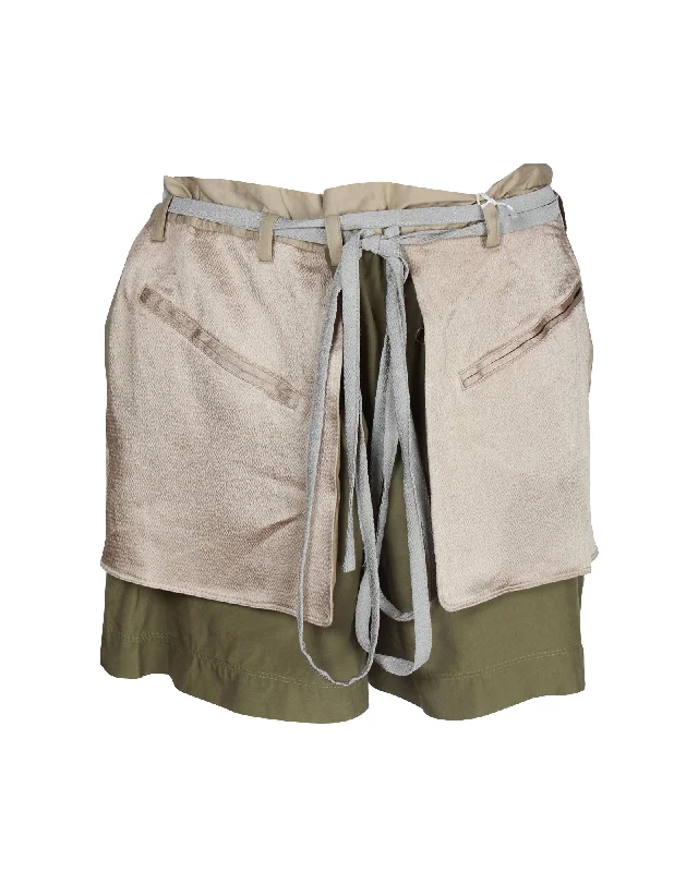 Tie - Waist Women Shorts for a Customizable FitValentino Trouser Shorts in Olive Satin