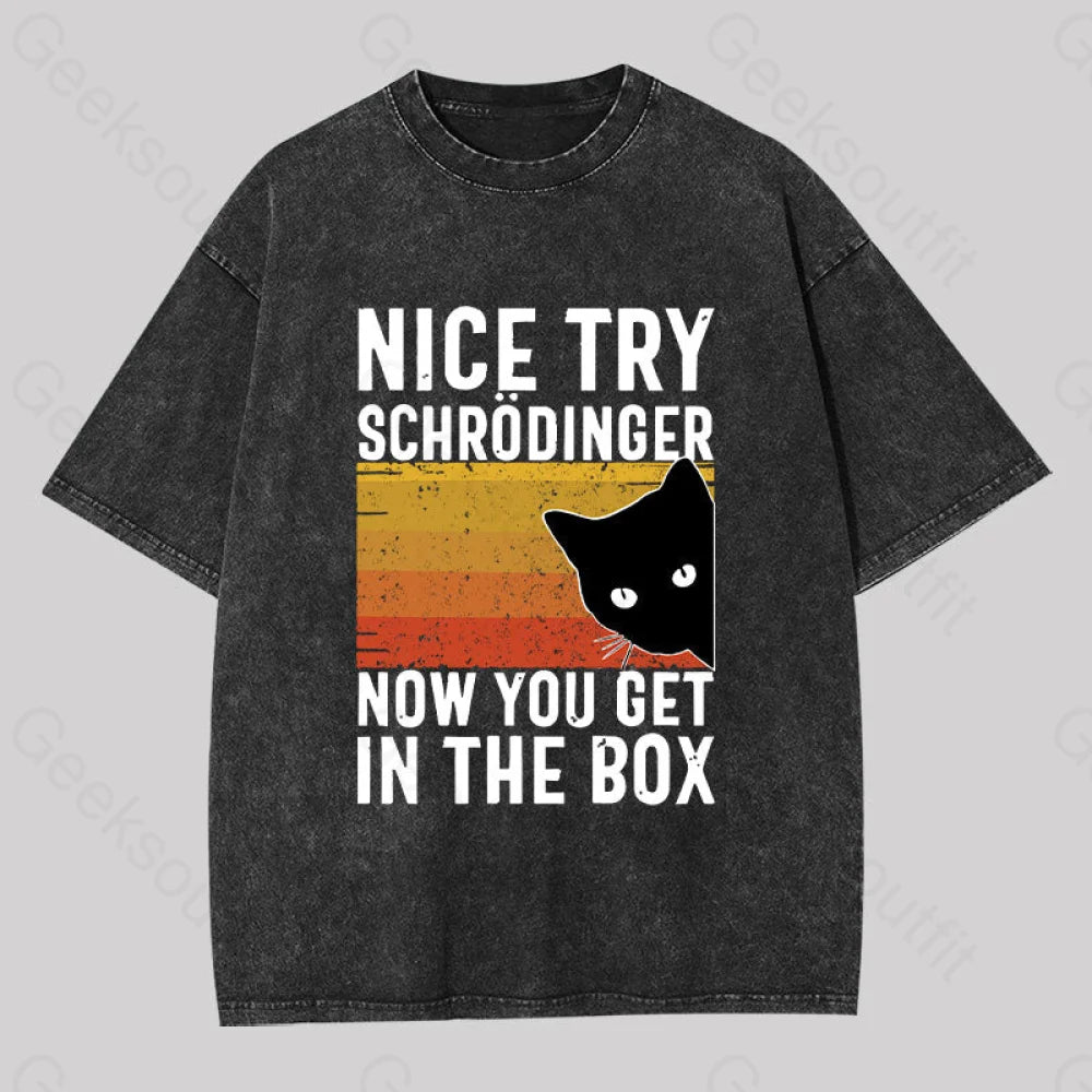 Distressed Women T Shirt with a Laid - Back AestheticYou Get Schrodinger's cat In The Box Washed T-shirt