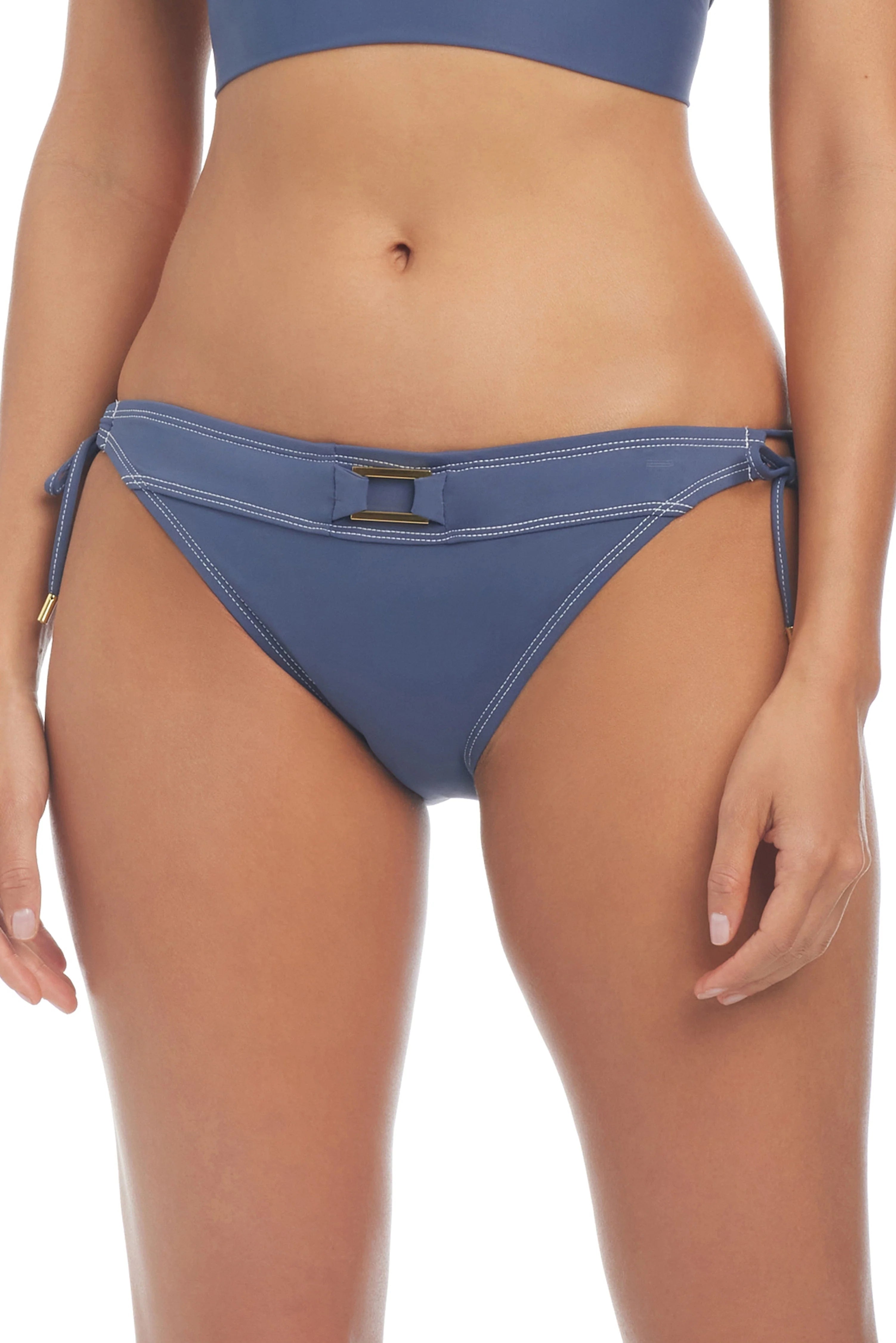 High - waisted women swimwear for a retro and flattering lookA Fine Line 25 Tie Side Hipster Bikini Bottom In Paloma - Bleu